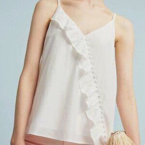 NWT Anthropologie Ainsley Ruffled White Top Size XS